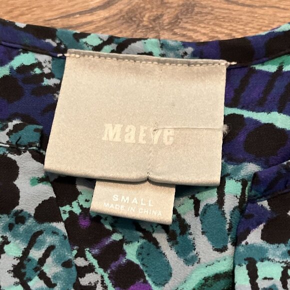 Anthropologie Maeve Frequencies Ikat Shirt Dress Size Small Roll Tab 3/4 Sleeve - Picture 8 of 11